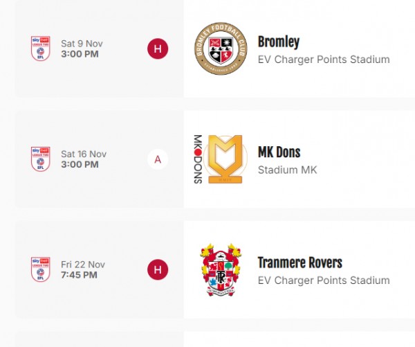 November 2024 Fixtures